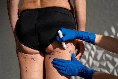 Mujer antes de implantes de glúteos